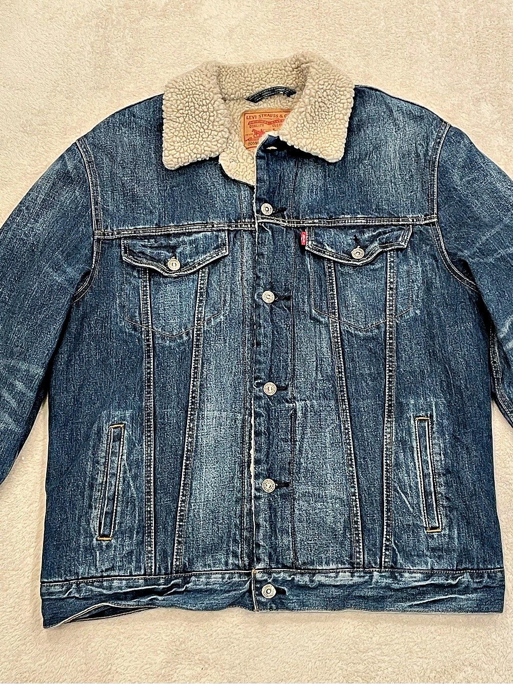 Levi's Sherpa Trucker Jacket 70598 Blue & Cream XL